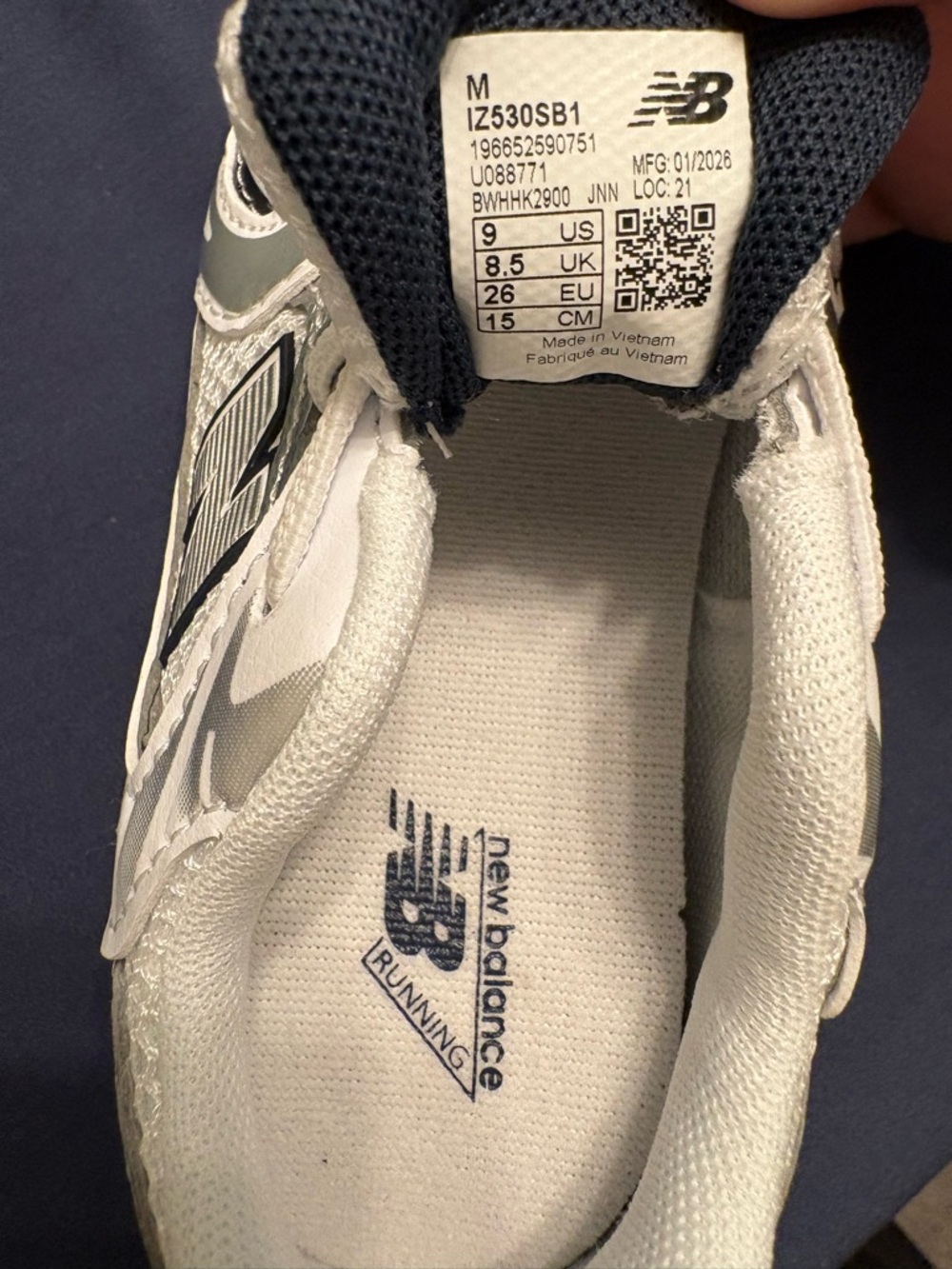 New Balance Kids White and Silver Athletic Sneakers - Picture 3 of 5